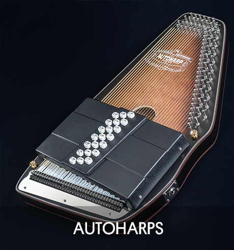 Oscar Schmidt Autoharp with chord bars and strings in detail